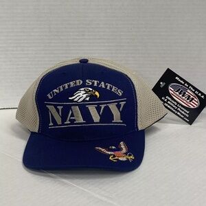 Navy Hat Mesh Back Blu  SnapBack Brand New With Tags Made In The USA